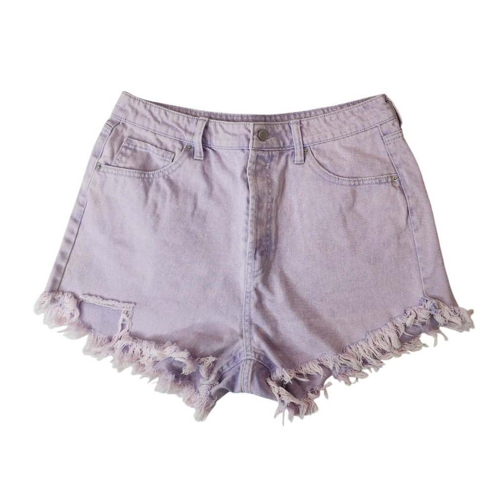 Wild Fable Denim Shorts 14 Lavender High Rise Button Fly Distressed Festival Y2K